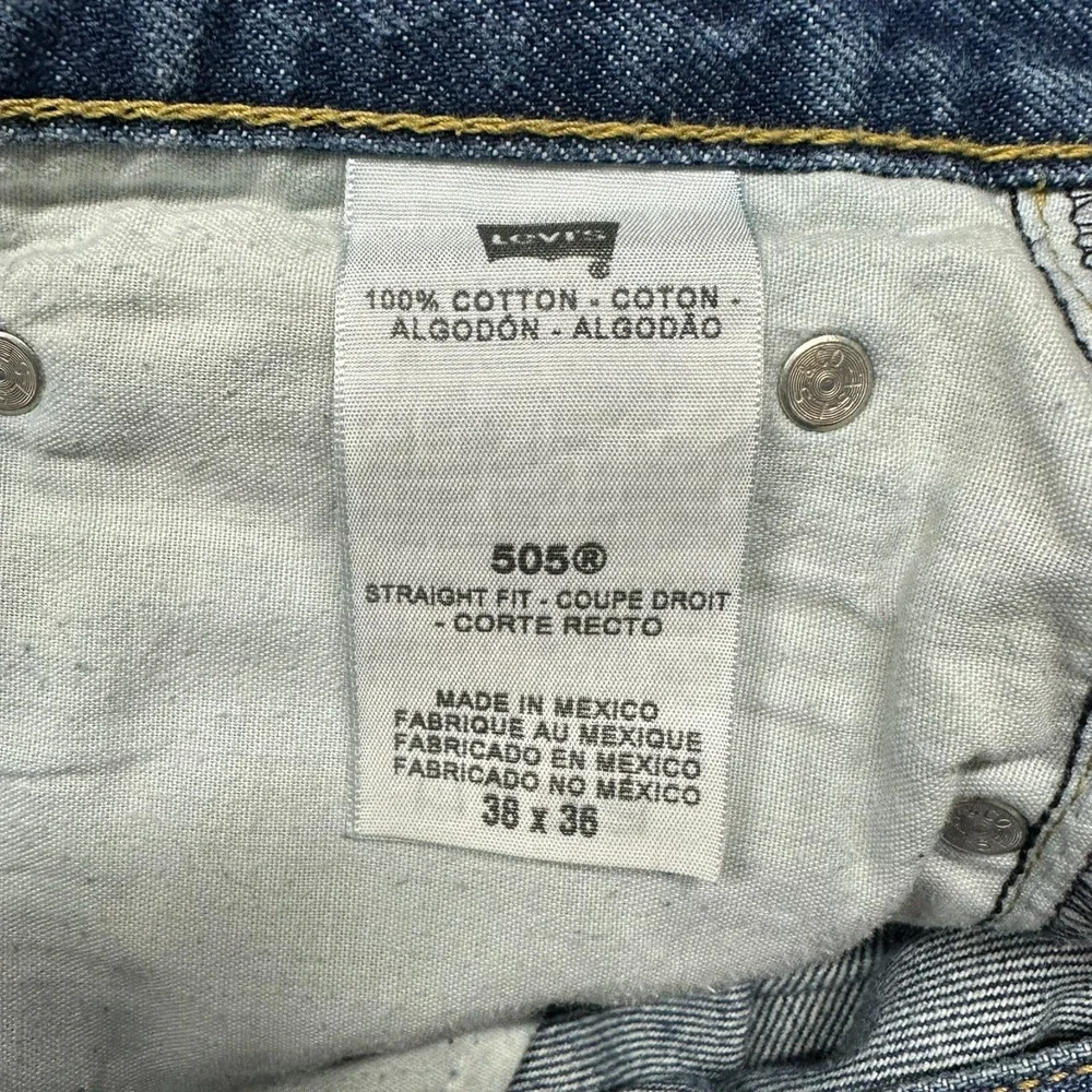 Levis 505 Jeans Mens 38x36 Blue Denim Straight Leg Y2K 2010‎ Loose Skater